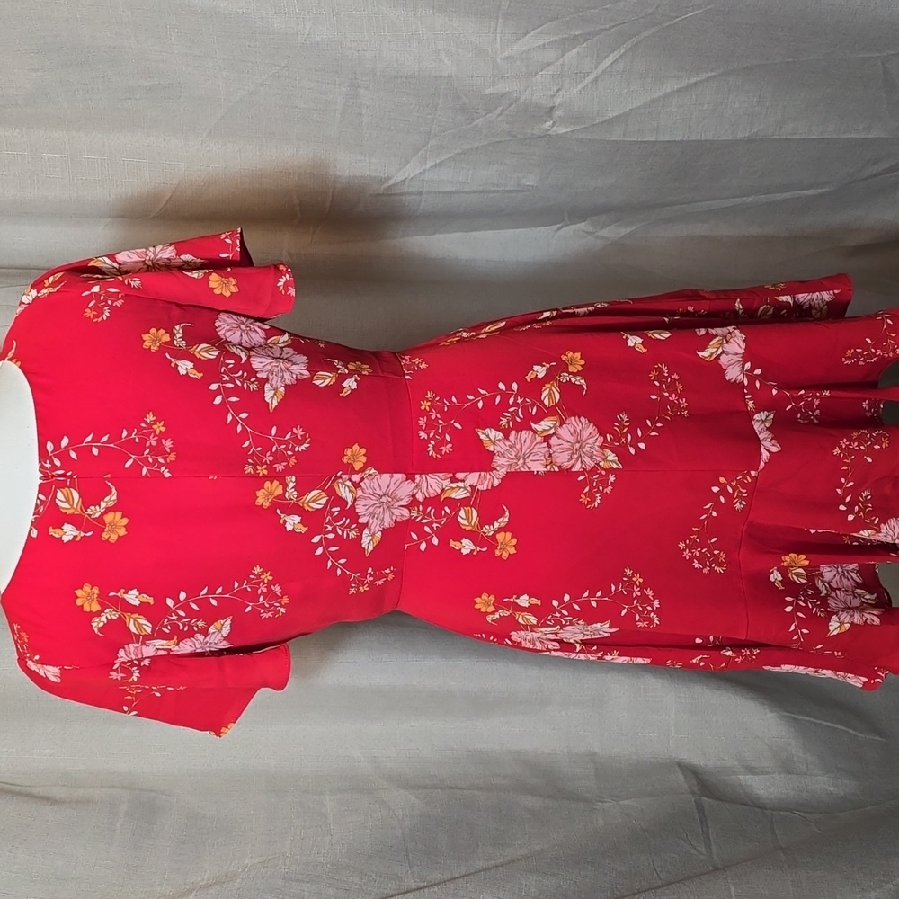 BB Dakota Hyper Bloom Printed Mini Dress In Scooter Red - Picture 5 of 11